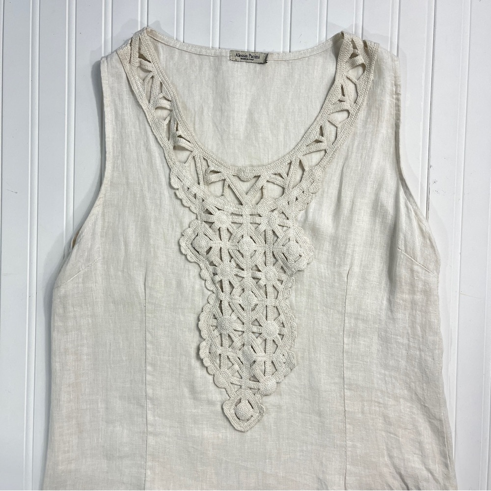 Alessia Pacini linen and embroidery dress size small